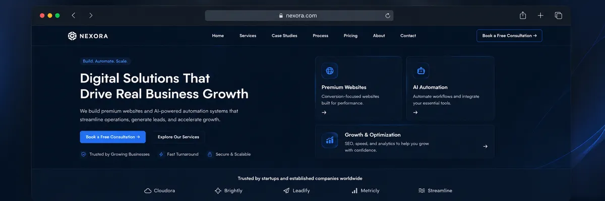 Screenshot of Premium Company Landing Page